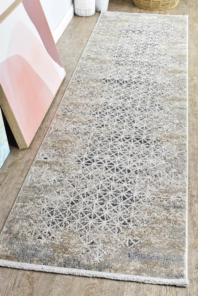 Havana 227A Beige Trellis Runner - Floorsome - TRADITIONAL - VANESSA - B0227A - WHITE - 80X300 - TRADITIONAL