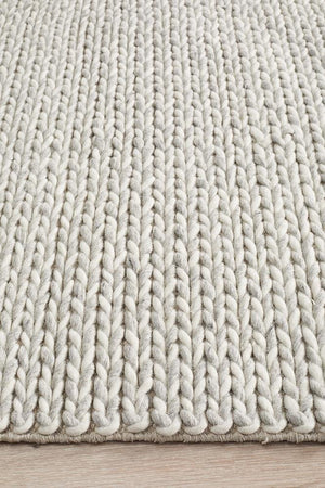 Helena Woven Wool Rug Grey White - Floorsome - Modern