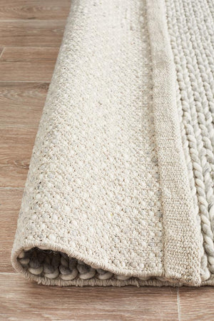 Helena Woven Wool Rug Grey White - Floorsome - Modern