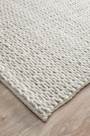 Helena Woven Wool Rug Grey White - Floorsome - Modern