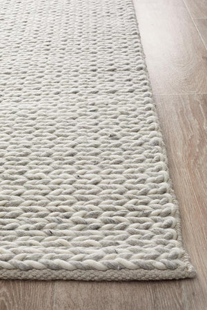 Helena Woven Wool Rug Grey White - Floorsome - Modern