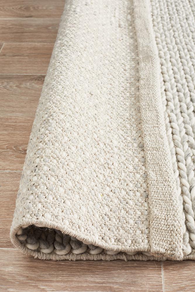 Helena Woven Wool Rug Grey White - Floorsome - Modern - STUD - 321 - SIL - 225X155 - Modern