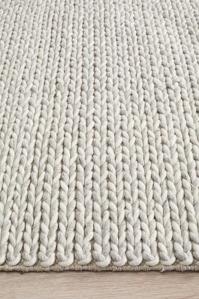 Helena Woven Wool Rug Grey White - Floorsome - Modern - STUD - 321 - SIL - 225X155 - Modern