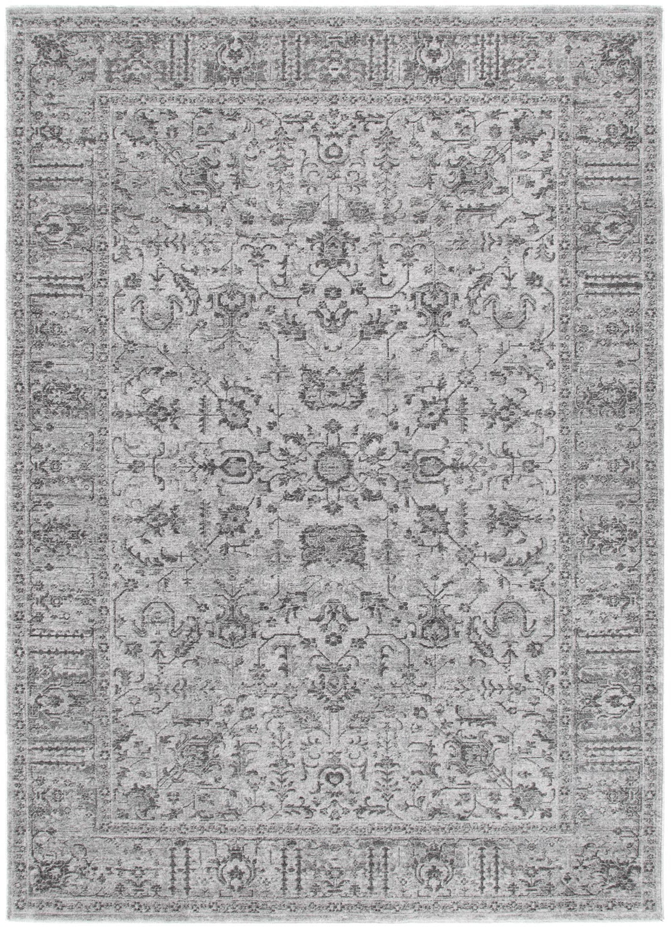 Heritage Distressed Border Grey Rug - Floorsome - Area Rug - HERI160H108 - Area Rug