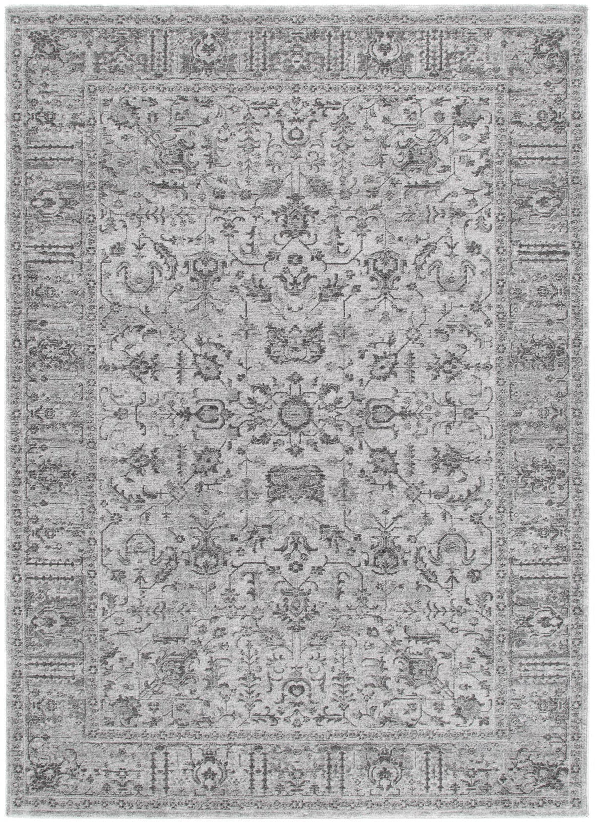Heritage Distressed Border Grey Rug – Floorsome