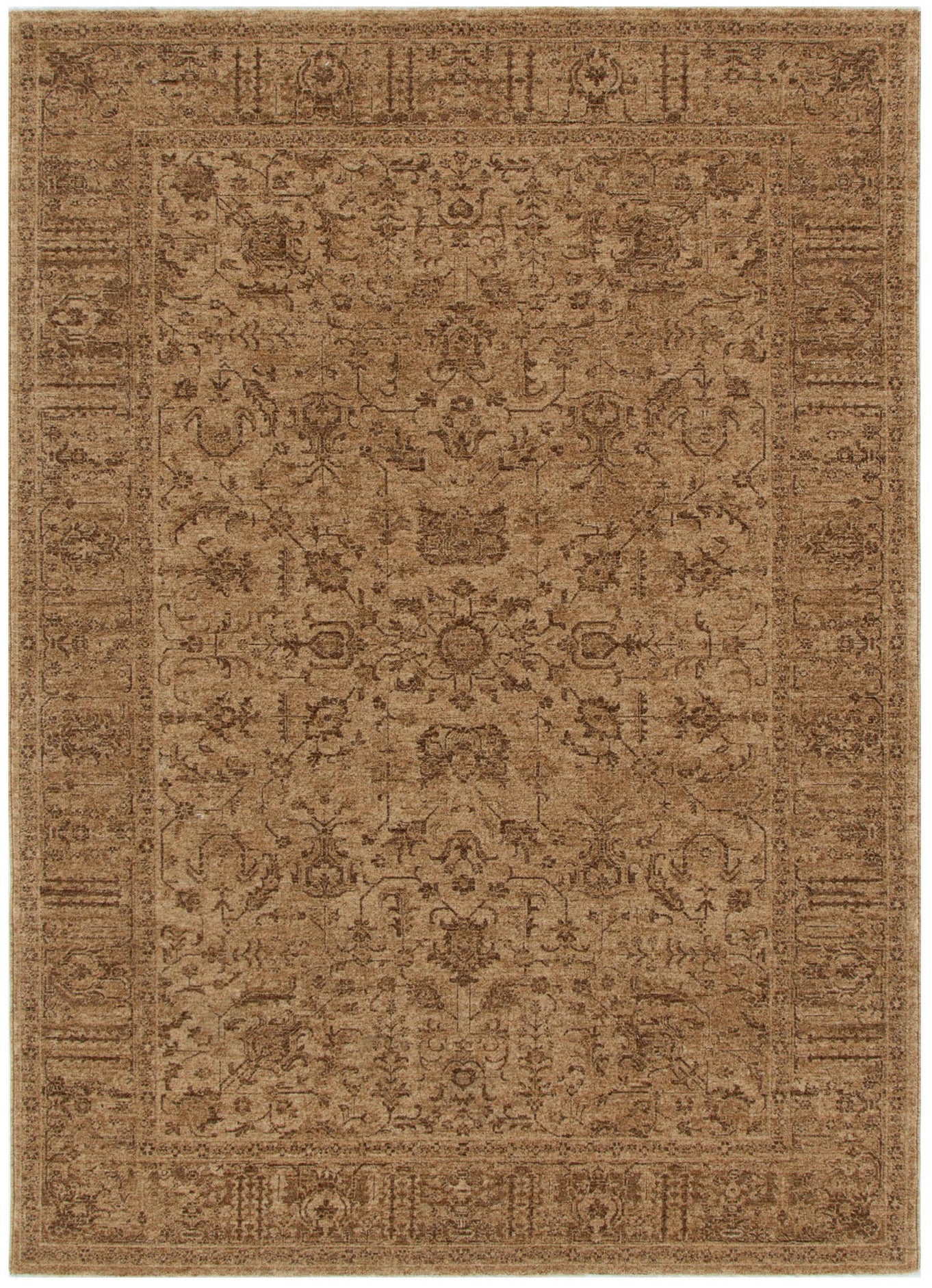 Heritage Distressed Border Mustard Rug - Floorsome - Area Rug - HERI160H105 - Area Rug