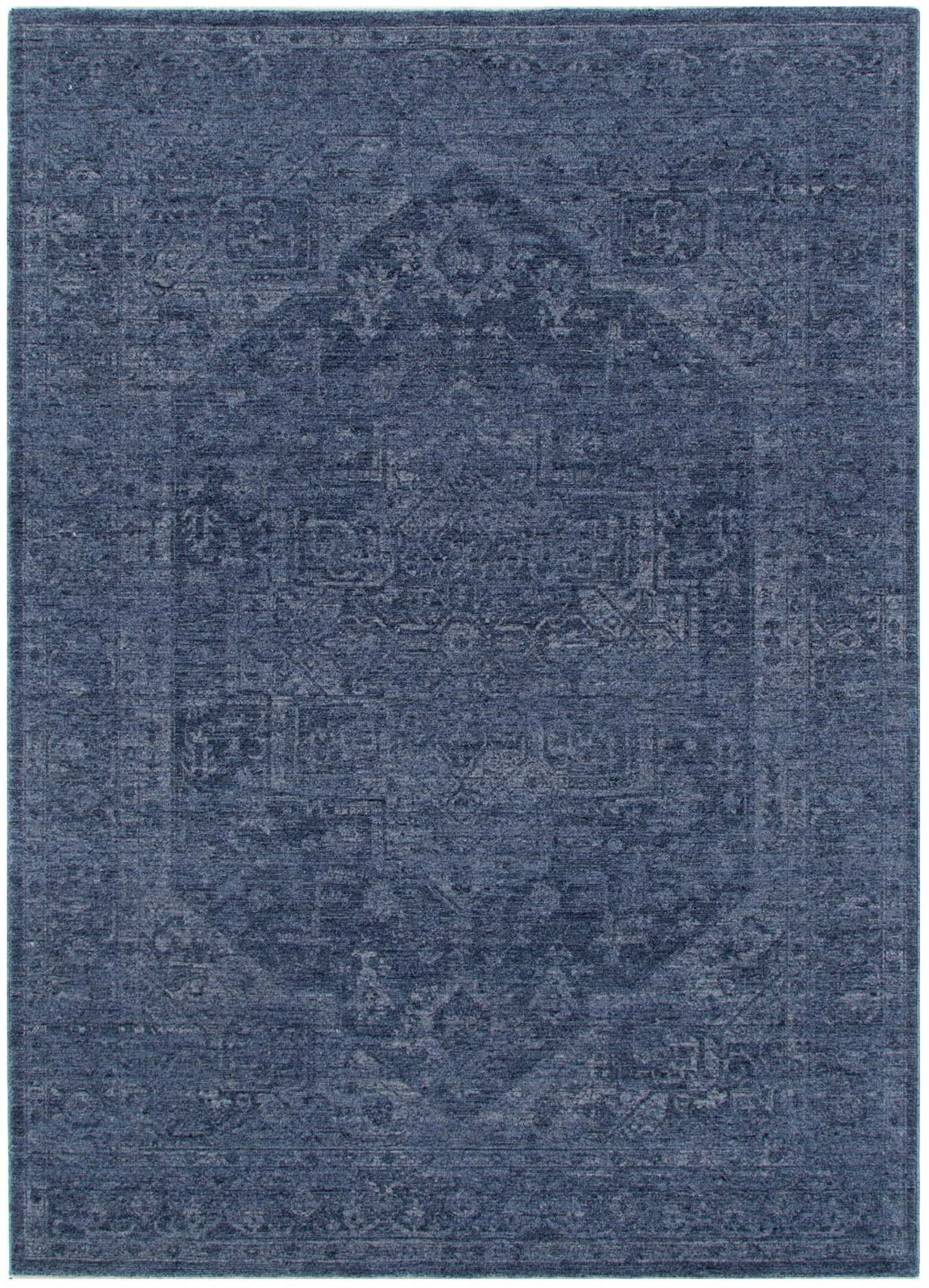 Heritage Distressed Medallion Blue Rug - Floorsome - Area Rug - HERI160H104 - Area Rug