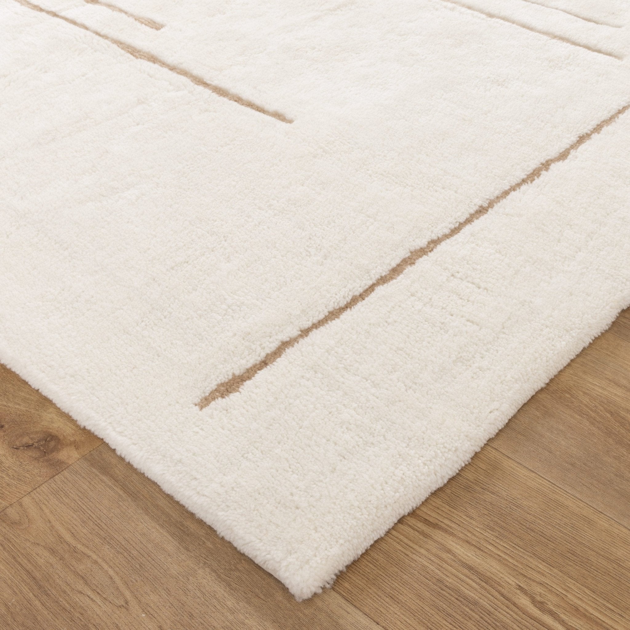 Highlands Abstract Beige Lines Washable Wool Rug - Floorsome - Area Rug - HIGH160ABEI - Area Rug