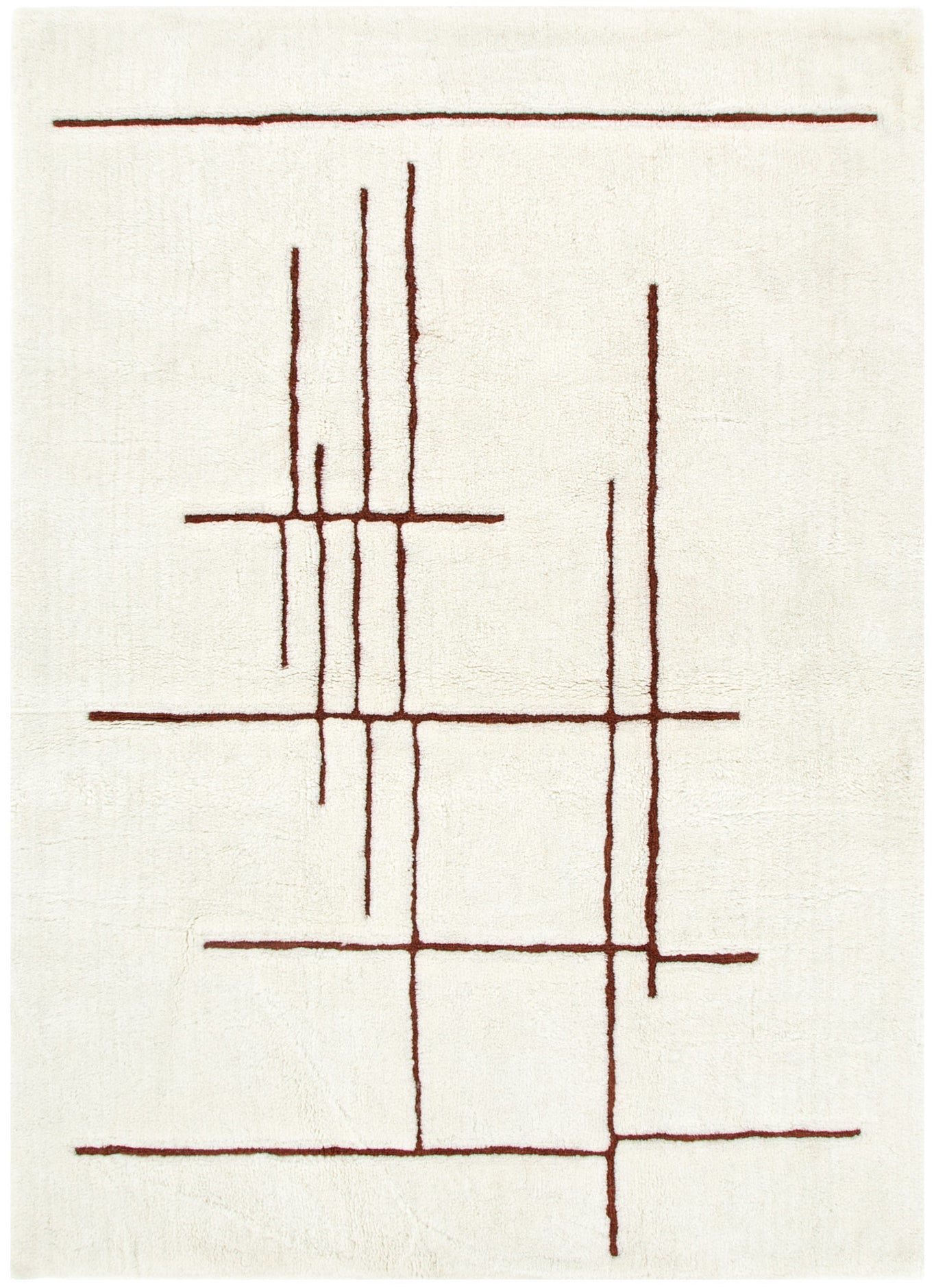 Highlands Abstract Terracotta Lines Washable Wool Rug - Floorsome - Area Rug - HIGH160ATER - Area Rug