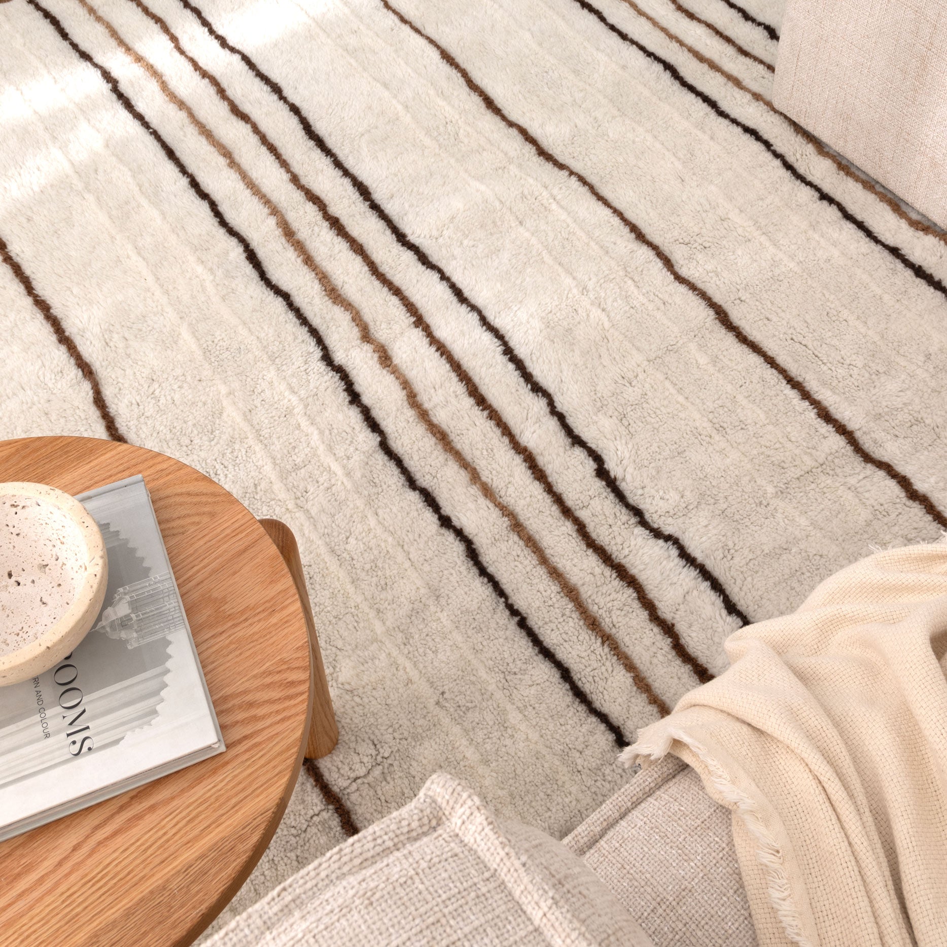Highlands Beige Stripe Washable Wool Rug - Floorsome - Area Rug - HIGH160SBEI - Area Rug
