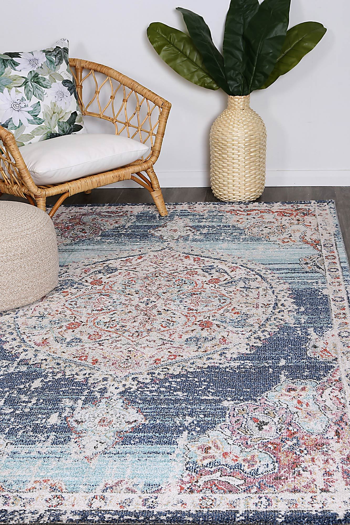 Hollow Medalion Transitional Navy Multi Rug - Floorsome - Rug - SALS80320042035 - Rug