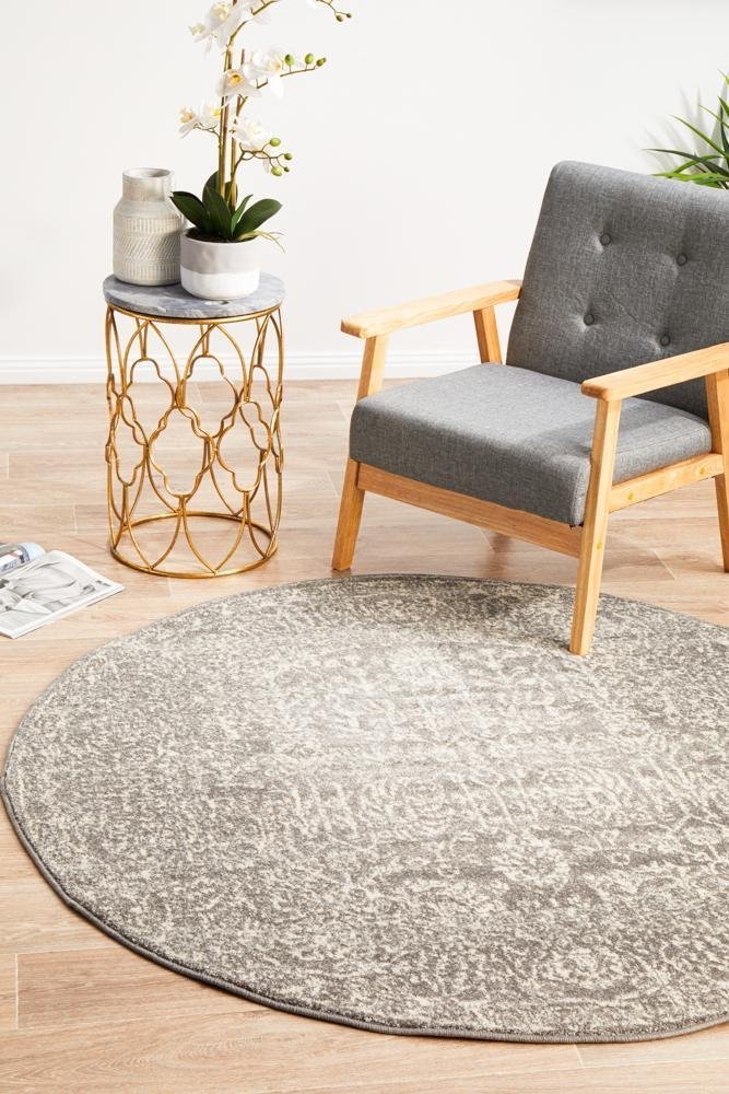 Homage Grey Transitional Round Rug - Floorsome - Modern - EVO - 256 - GREY - 150X150 - Modern