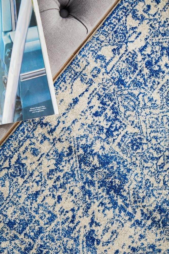 Horizon White Navy Transitional Runner Rug - Floorsome - Modern - EVO - 253 - WNAV - 300X80 - Modern