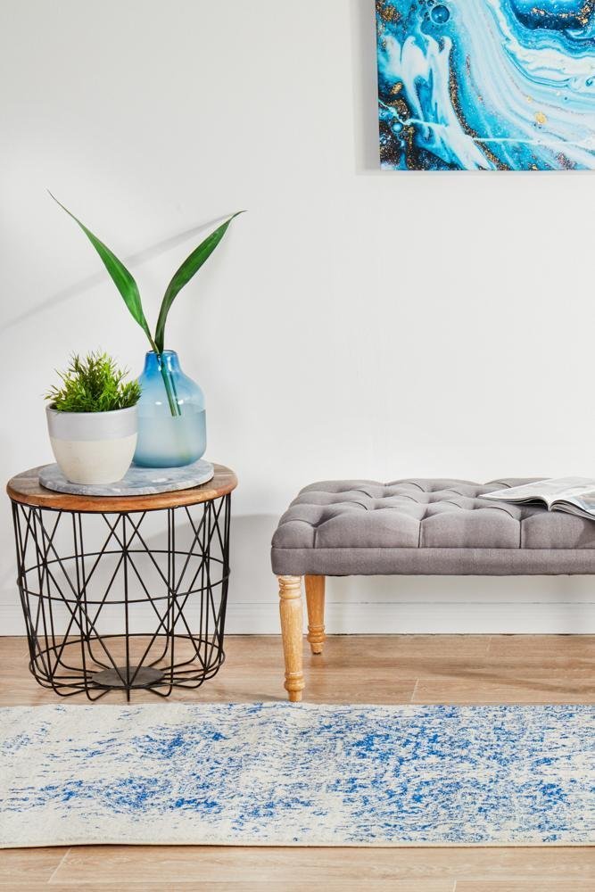 Horizon White Navy Transitional Runner Rug - Floorsome - Modern - EVO - 253 - WNAV - 300X80 - Modern