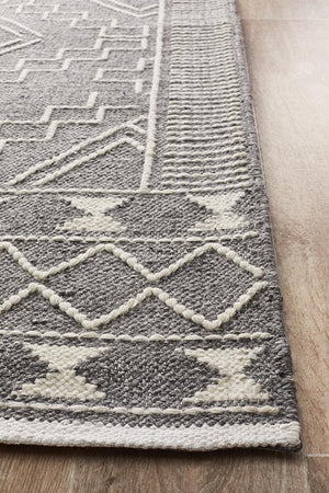 Hudson 802 Grey Wool Rug - Floorsome - Modern