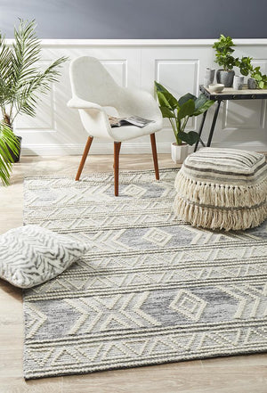 Hudson 806 Silver Wool Rug - Floorsome - Modern
