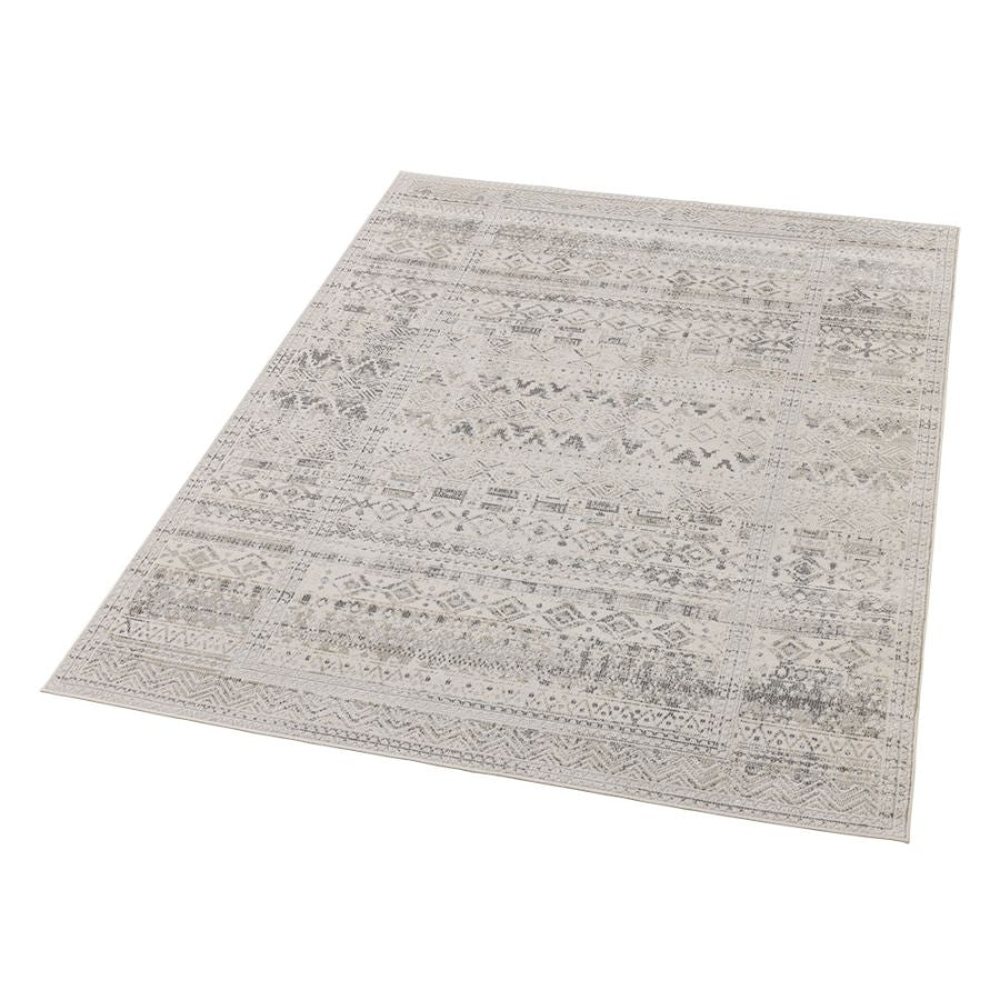 Ikop Light Grey and White Traditional Distressed Rug - Floorsome - Rugs - MSTQIKOP0080150 - Rugs