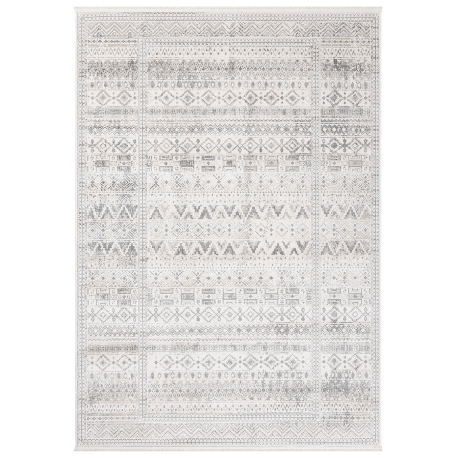 Ikop Light Grey and White Traditional Distrssed Rug - Floorsome - Rugs