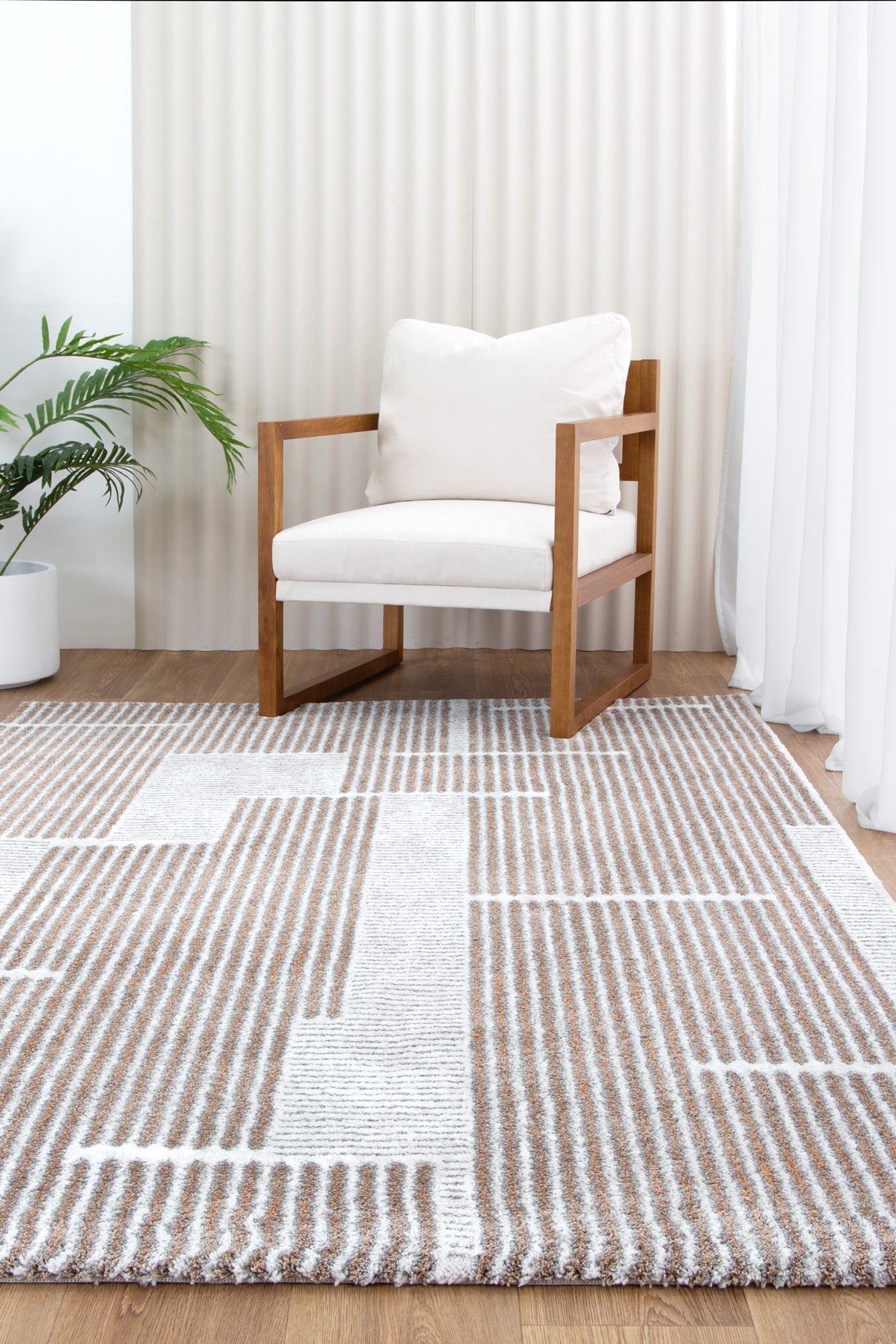 Indulgence Geo Lines Beige Grey Rug - INDU002 - Floorsome - Area Rug - INDU12002 - Area Rug