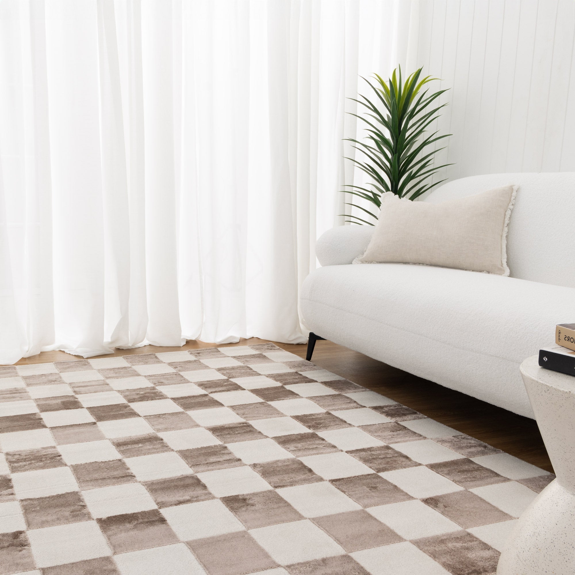 Jade Checkers Cream Brown Rug - JADE007 - Floorsome - Area Rug - JADE160007 - Area Rug