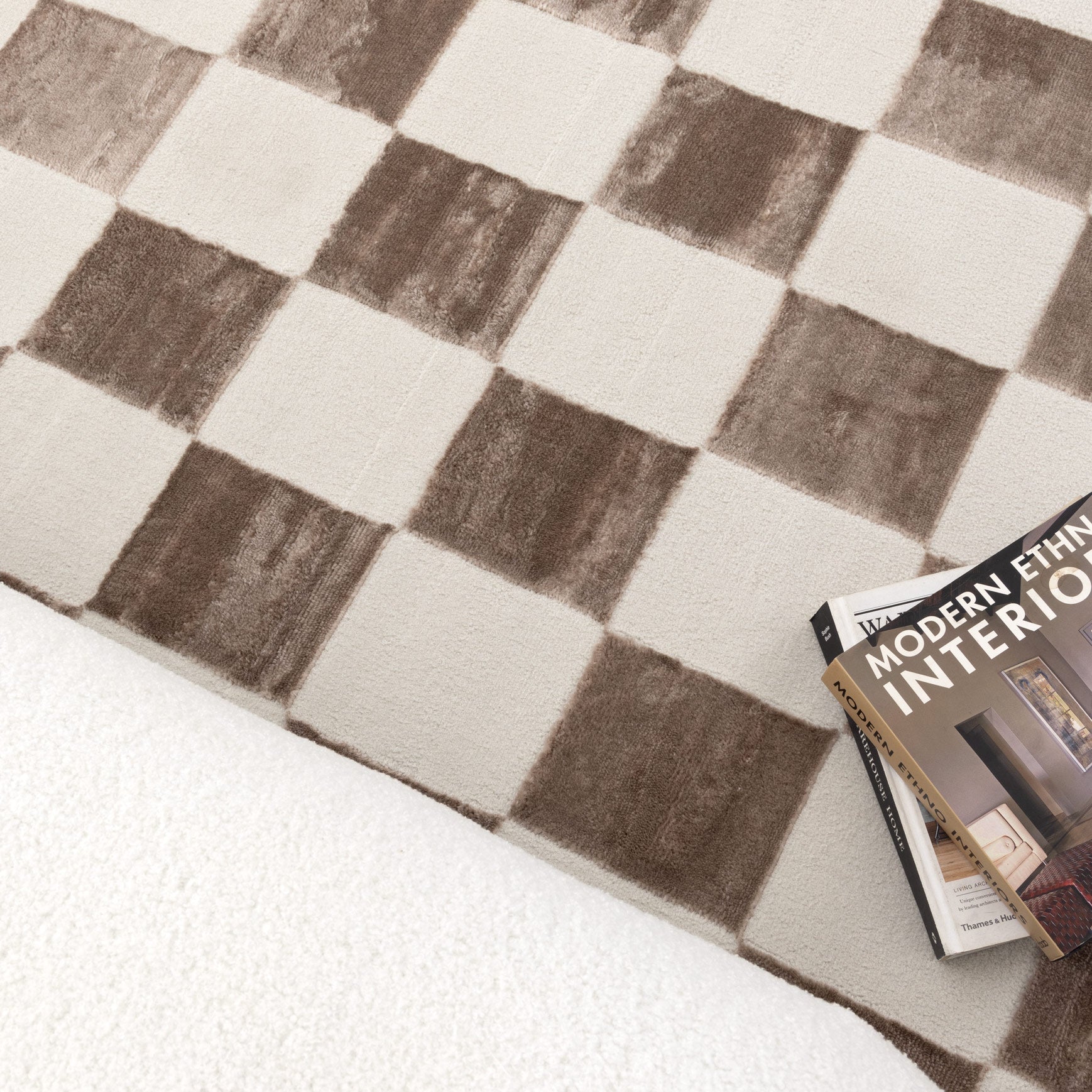 Jade Checkers Cream Brown Rug - JADE007 - Floorsome - Area Rug - JADE160007 - Area Rug