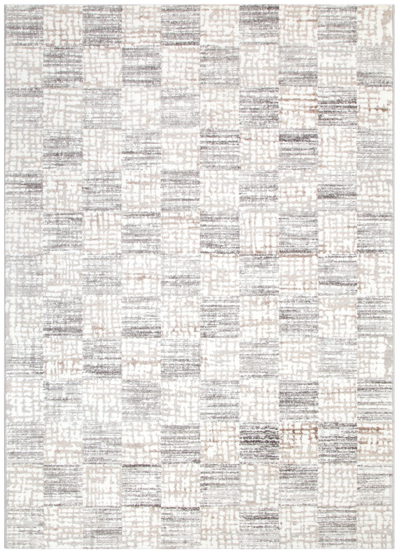 Jade Distressed Checkers Grey Beige Rug - JADE004 - Floorsome - Area Rug - JADE160004 - Area Rug