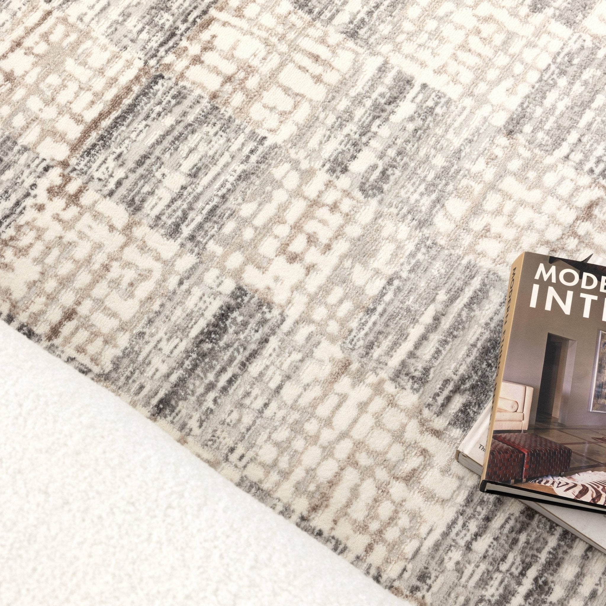 Jade Distressed Checkers Grey Beige Rug - JADE004 - Floorsome - Area Rug - JADE160004 - Area Rug
