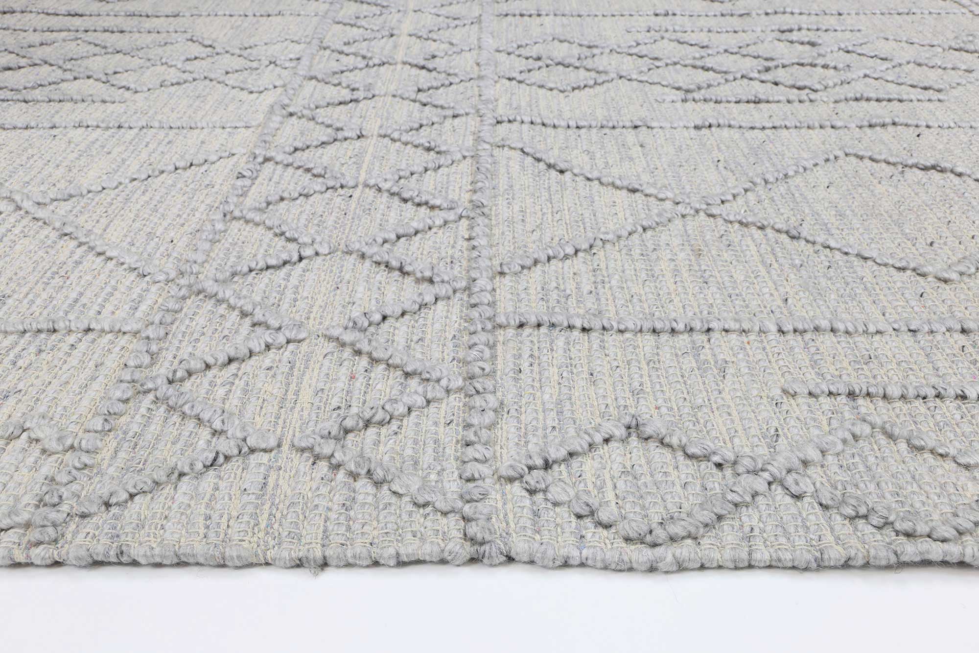 Kaiden Diamond Tribal Grey Wool Rug - Floorsome - Rug - HIMA160200GREY - Rug