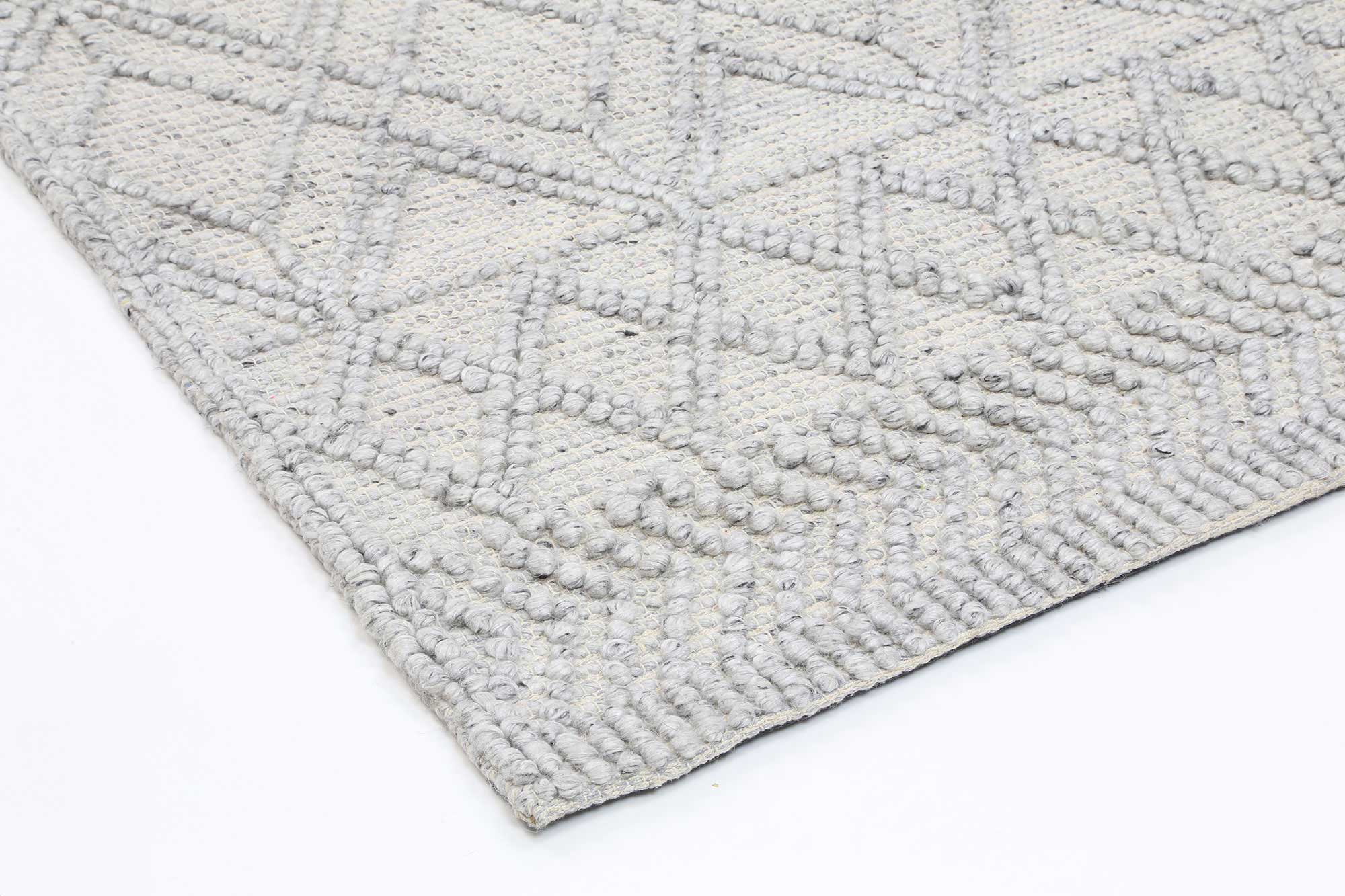 Kaiden Diamond Tribal Grey Wool Rug - Floorsome - Rug - HIMA160200GREY - Rug