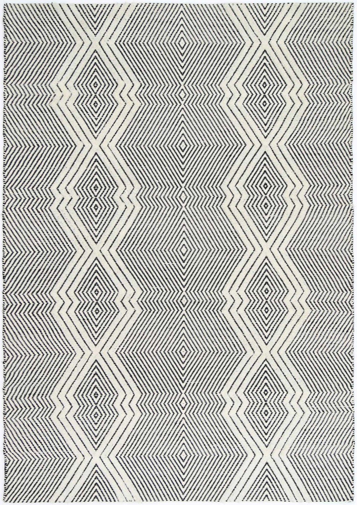 Kaiden Saw Ivory Wool Rug - Floorsome