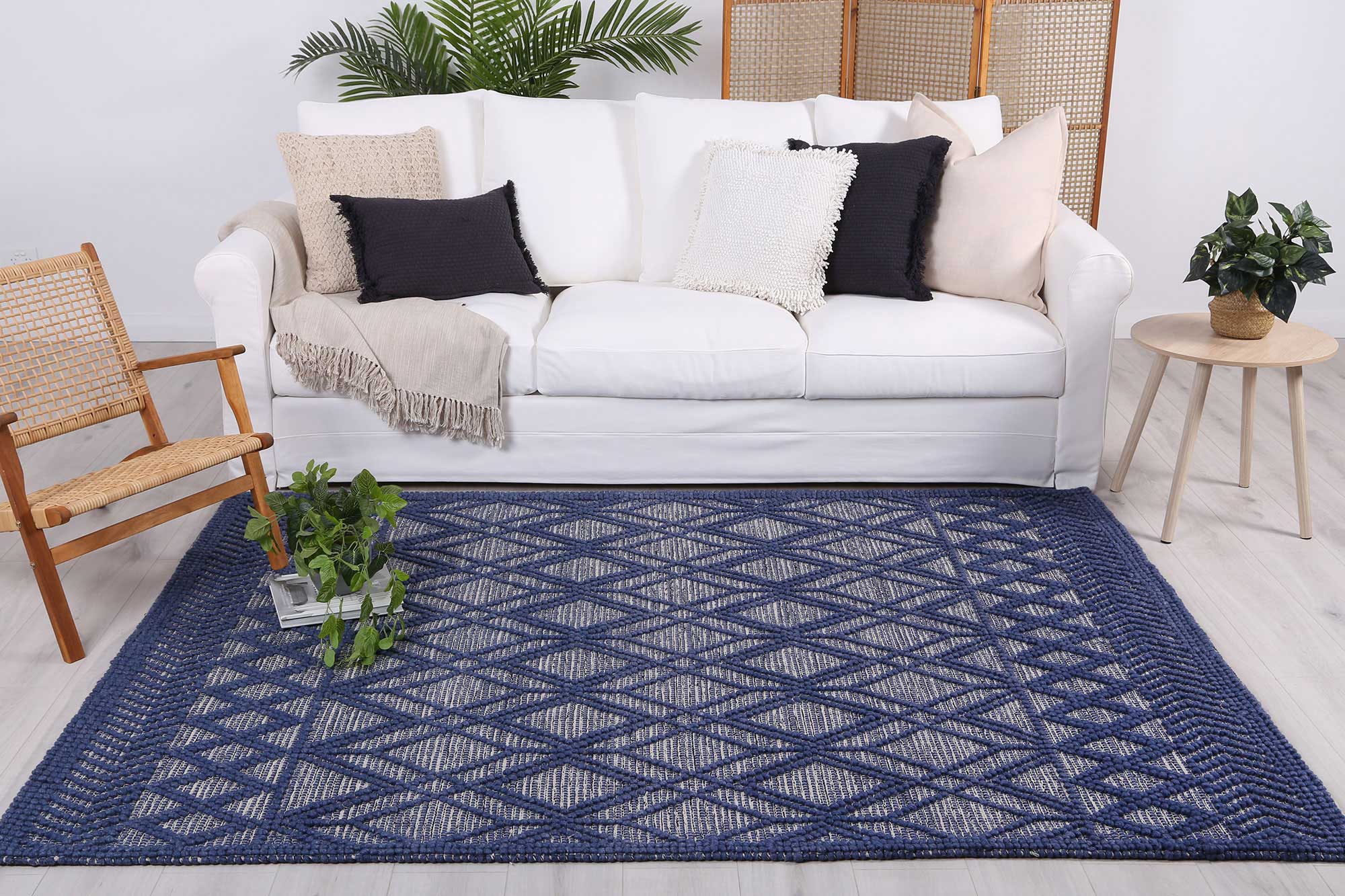 Kaiden Tribal Blue Wool Rug - Floorsome - Rug - HIMA160700BLUE - Rug