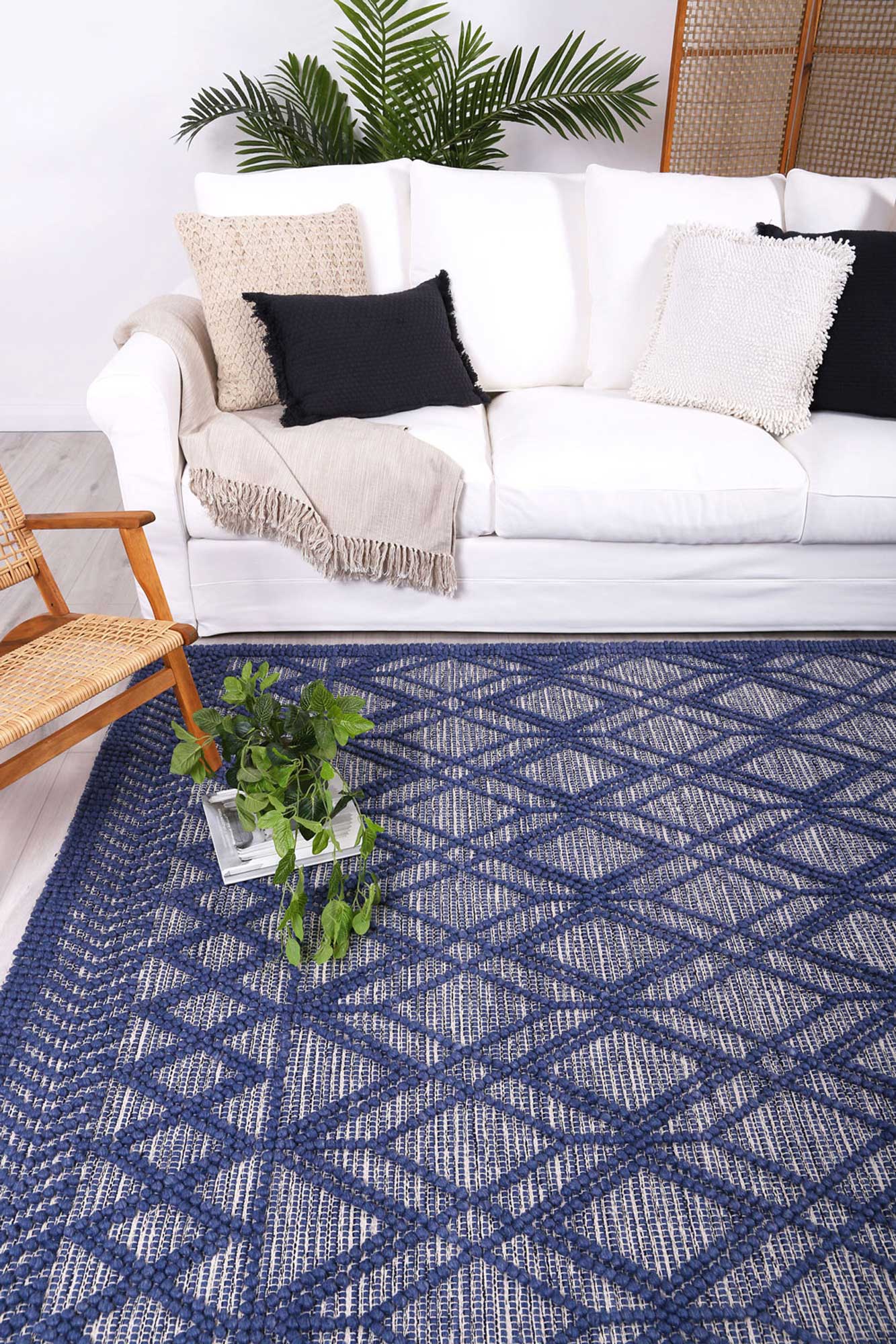 Kaiden Tribal Blue Wool Rug - Floorsome - Rug - HIMA160700BLUE - Rug