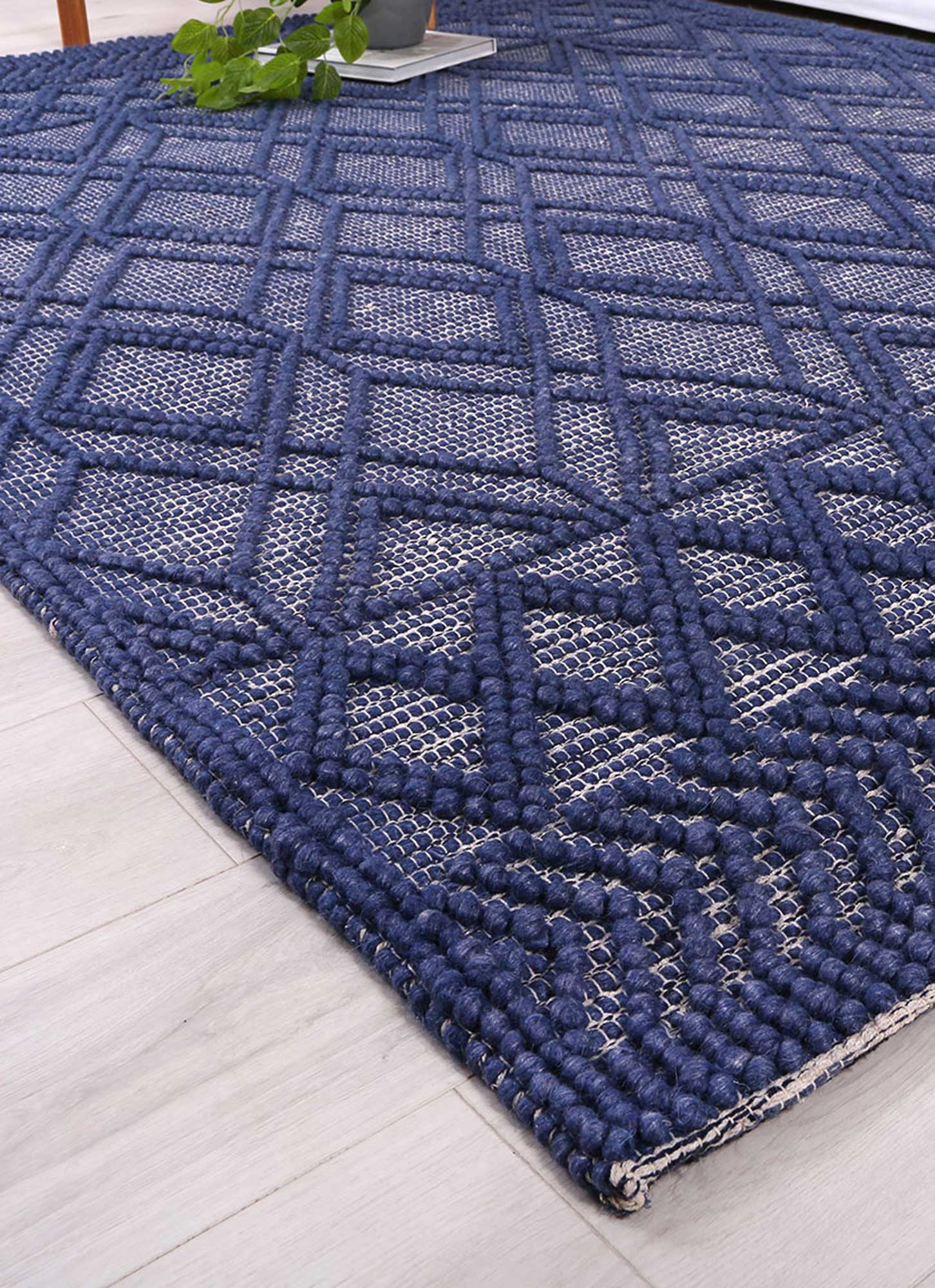 Kaiden Tribal Blue Wool Rug - Floorsome - Rug - HIMA160700BLUE - Rug