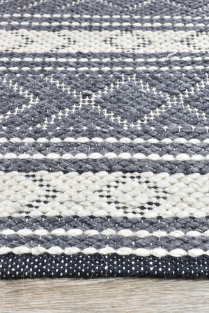 Kiana Flatweave Wool Charcoal Rug - Floorsome - FLATWEAVE