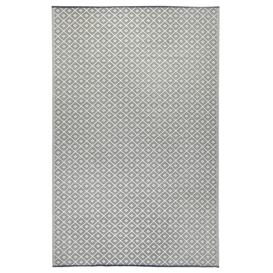 Kimberley Grey and White Diamond Recycled Plastic Outdoor Rug - Floorsome - PLRKIMGRY120179 - 