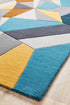 Laura Designer Wool Rug Blue Yellow Grey - Floorsome - Modern - MTX - 902 - SAF - 225X155 - Modern