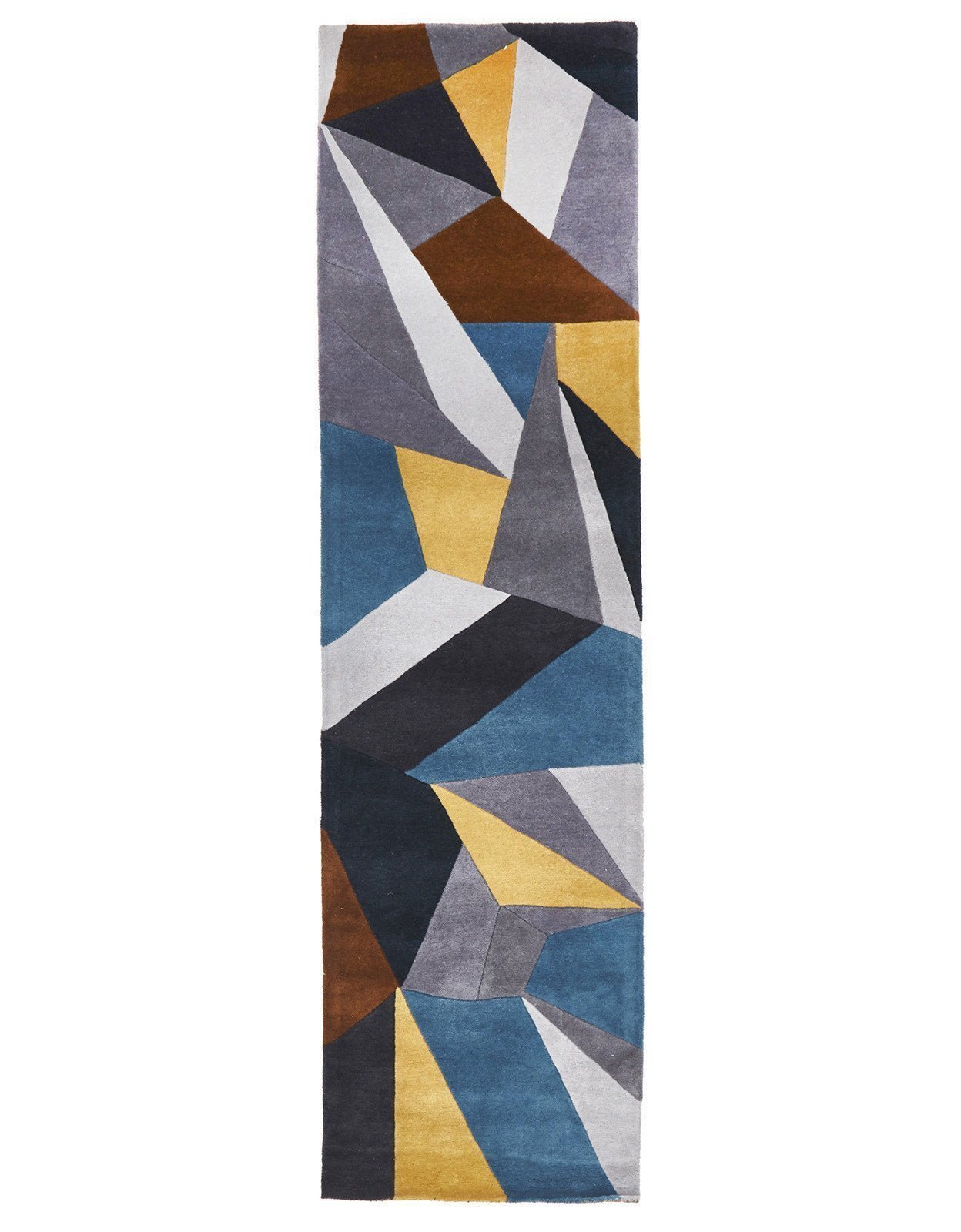 Laura Designer Wool Runner Rug Blue Yellow Grey - Floorsome - Modern - MTX - 902 - SAF - 300X80 - Modern