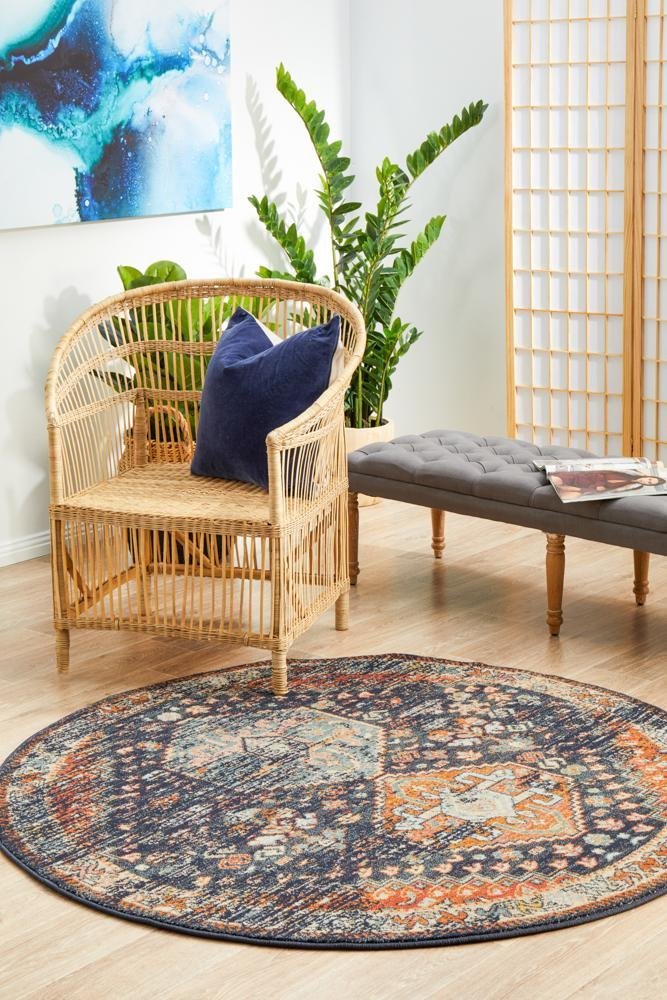 Legacy 854 Navy Round Rug - Floorsome - MODERN - LEG - 854 - NAVY - 150X150 - MODERN