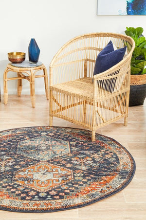 Legacy 854 Navy Round Rug - Floorsome - MODERN