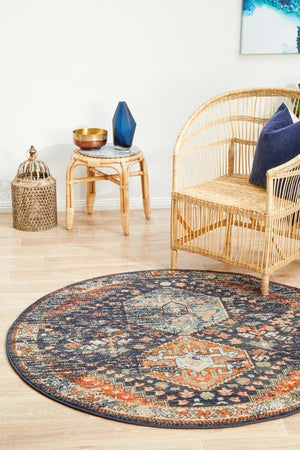 Legacy 854 Navy Round Rug - Floorsome - MODERN