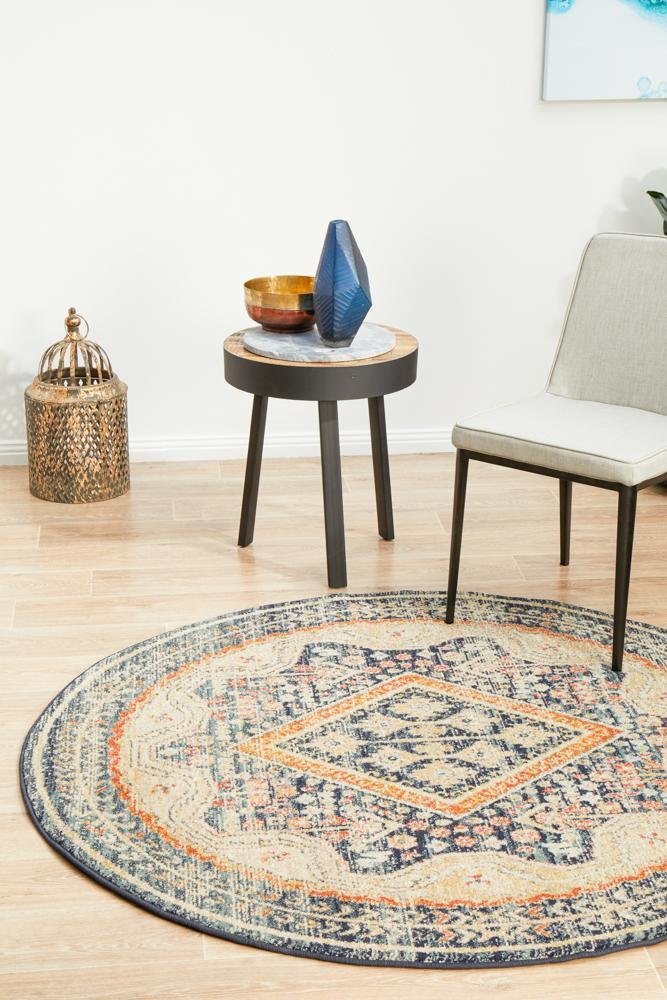 Legacy 863 Navy Round Rug - Floorsome - MODERN - LEG - 863 - NAVY - 150X150 - MODERN