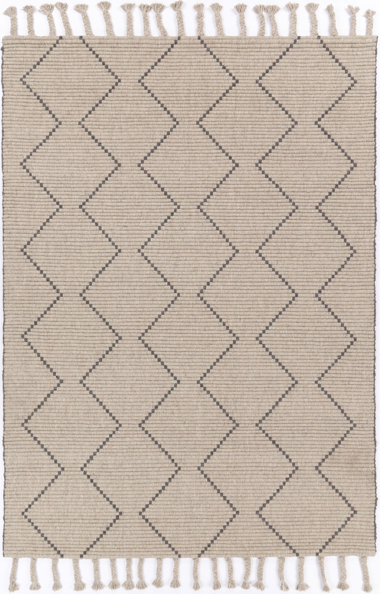 Leilani Diamond Tassel Ash Rug - Floorsome - Rug - GOA803D2ASH - Rug