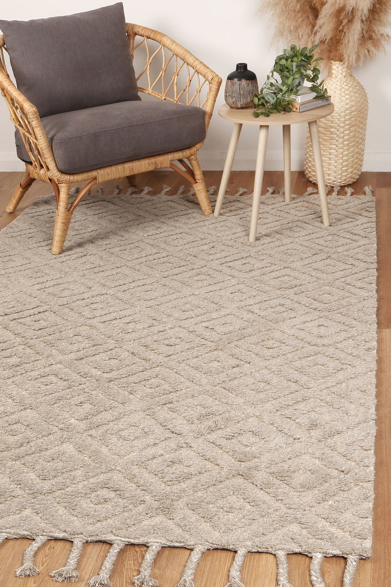 Leilani Plush Diamond Ash Rug - Floorsome - Rug - GOA803D4ASH - Rug
