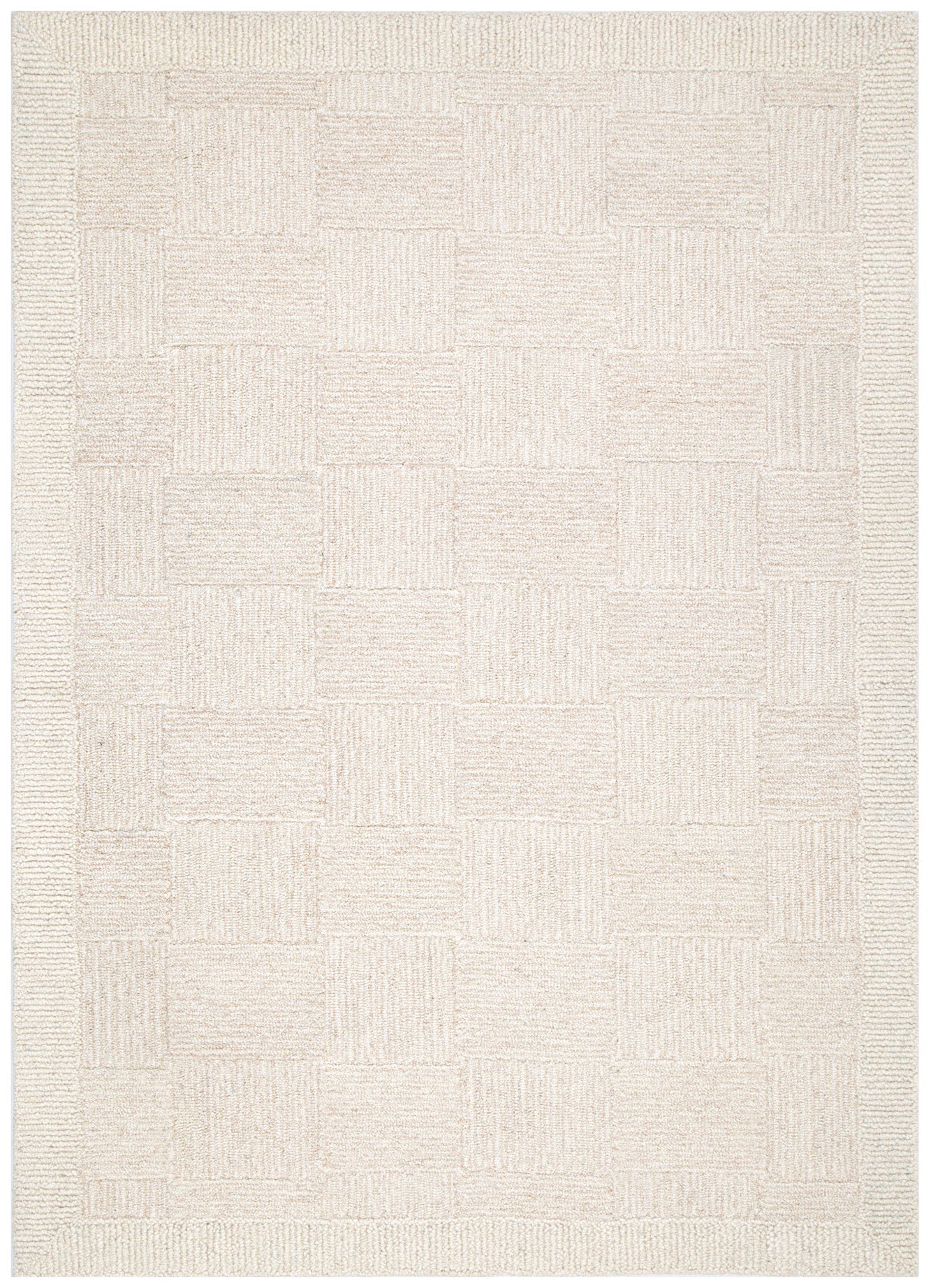 Les Nomades Checkered Cream Wool Rug - LES23 - Floorsome - Area Rug - LESM16023 - Area Rug