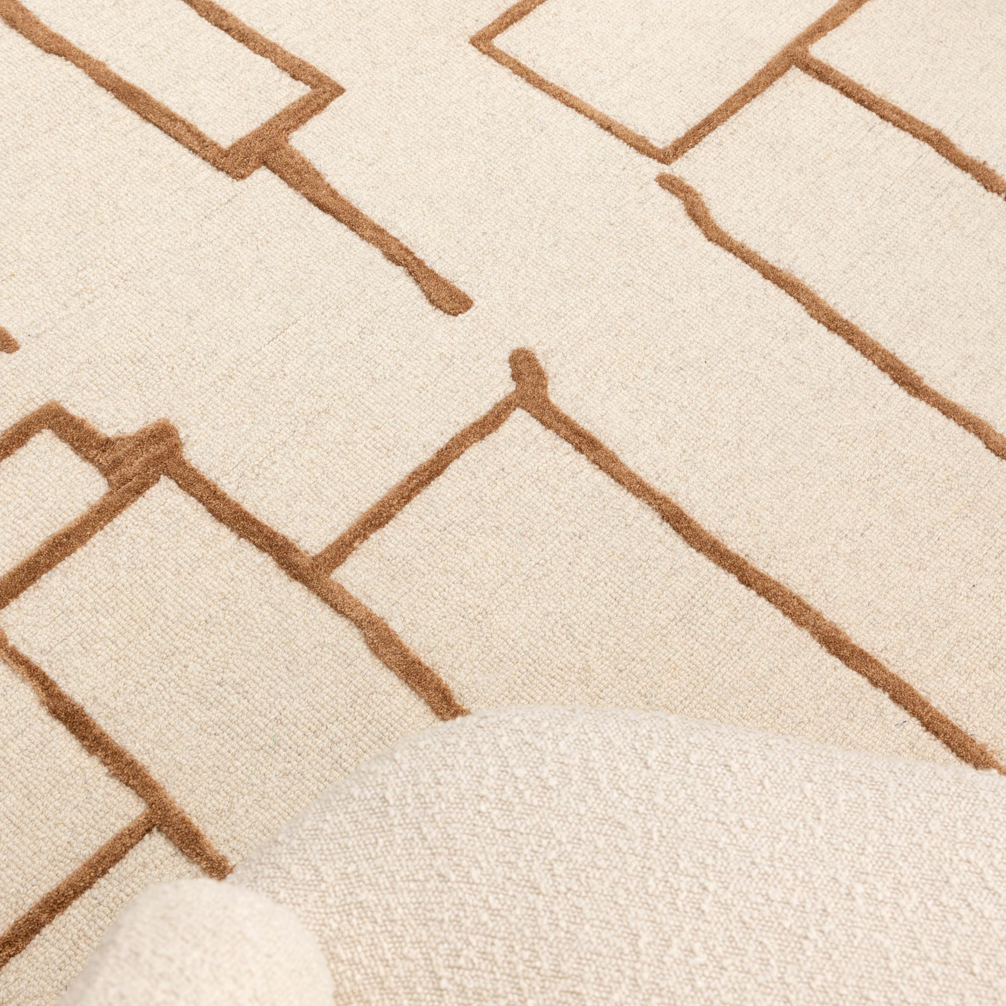 Les Nomades Lines Rust Wool Rug - LES99 - Floorsome - Area Rug - LESM16099 - Area Rug