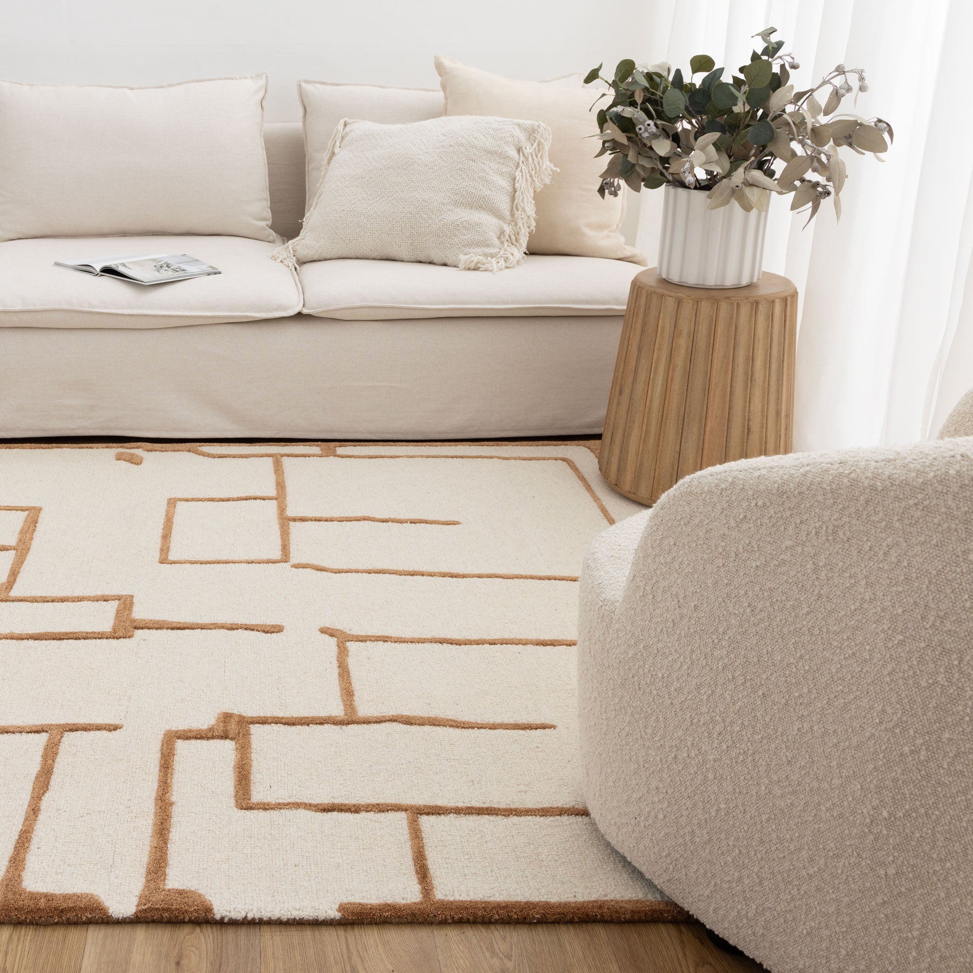 Les Nomades Lines Rust Wool Rug - LES99 - Floorsome - Area Rug - LESM16099 - Area Rug