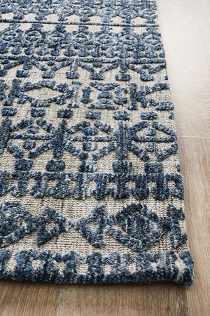 Levi Tara Navy Grey Rug - Floorsome - MODERN