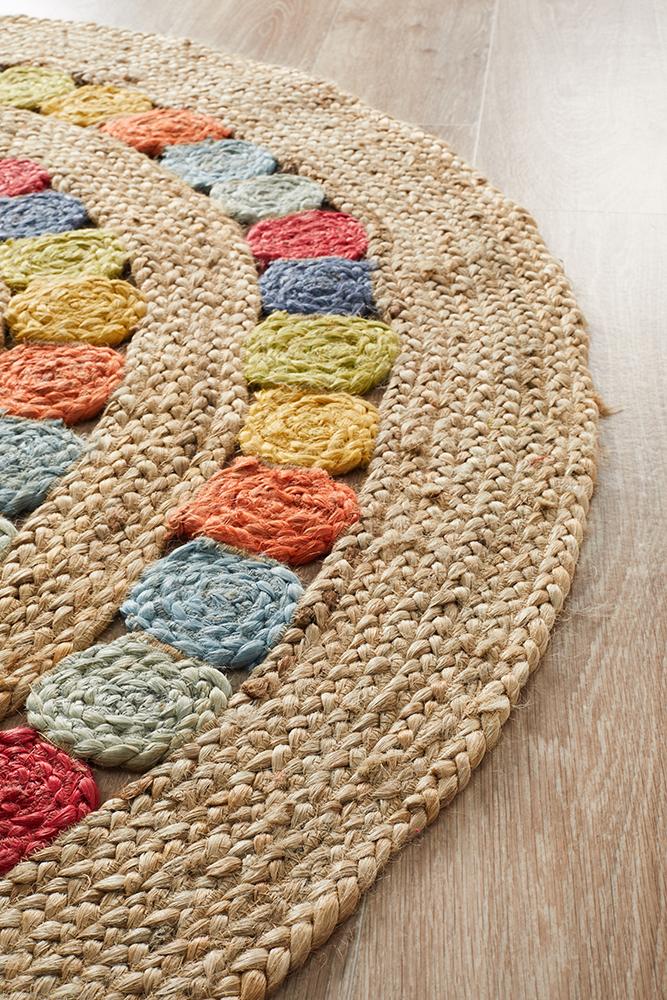 Little Miss Daisy Jute Rug - Floorsome - Flatweave - ATR - FRU - MULT - 120X120 - Flatweave