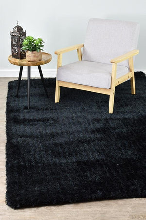 Logan Black Rug - Floorsome - Shag