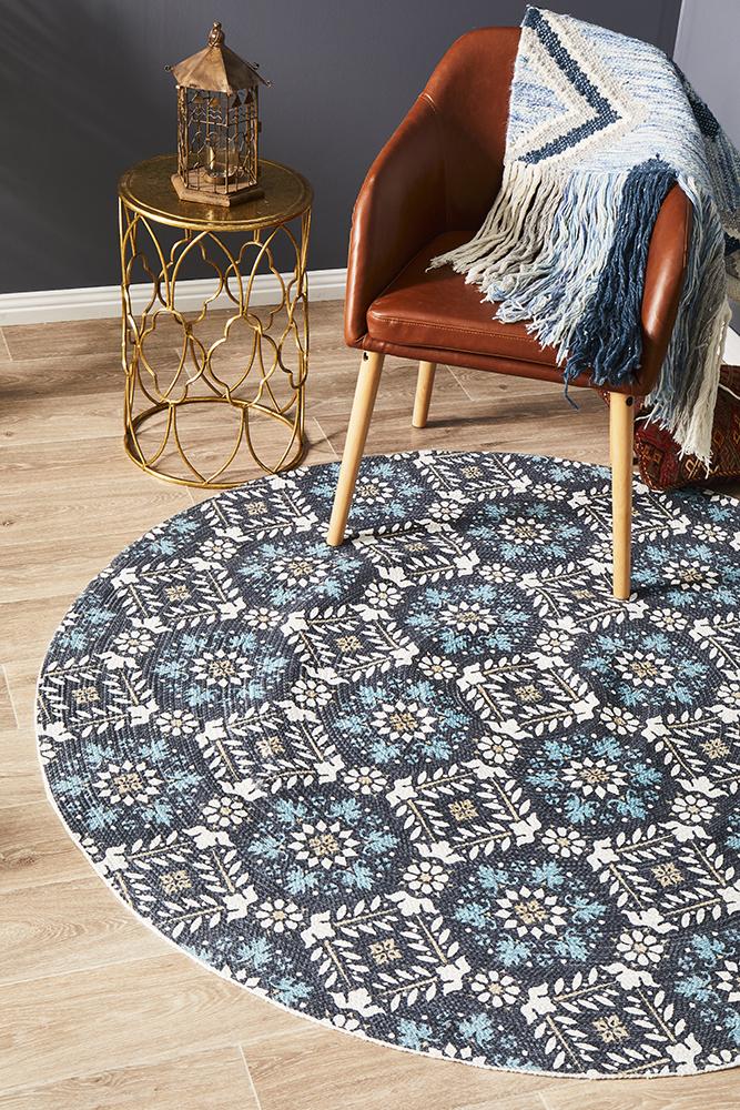 Lunar 419 Printed Blue - Floorsome - Modern - LUN - 419 - BLU - 120X120 - Modern